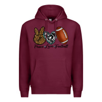 Burgundy peace love football Premium Hoodie - RanaPortraitStore