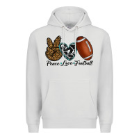 Dove Grey peace love football Premium Hoodie - RanaPortraitStore