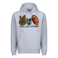Heather Grey peace love football Premium Hoodie - RanaPortraitStore
