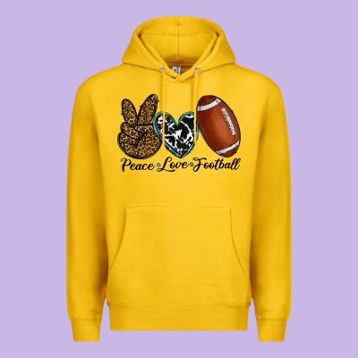 Peace Love Football Premium Hoodie Designed By Ranaportraitstore