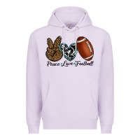 Lilac peace love football Premium Hoodie - RanaPortraitStore