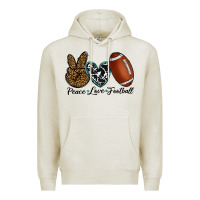 Oatmeal Heather peace love football Premium Hoodie - RanaPortraitStore
