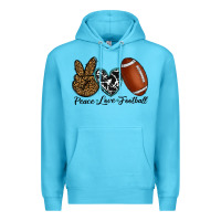 Ocean Blue peace love football Premium Hoodie - RanaPortraitStore