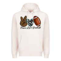 Pale Pink peace love football Premium Hoodie - RanaPortraitStore