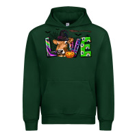 Forest Green Love Halloween Cow Urban Hoodie - texasbilliewilder