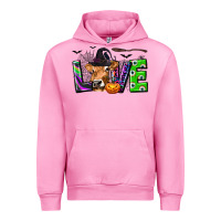 Fuchsia Pink Love Halloween Cow Urban Hoodie - texasbilliewilder