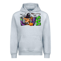 Heather Grey Love Halloween Cow Urban Hoodie - texasbilliewilder
