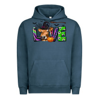 Pigment Midnight Navy Love Halloween Cow Urban Hoodie - texasbilliewilder