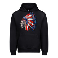 Black american indian headdress with skull Urban Hoodie - RanaPortraitStore