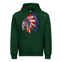 Forest Green american indian headdress with skull Urban Hoodie - RanaPortraitStore