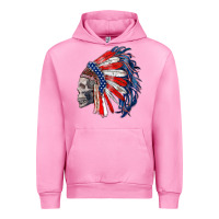Fuchsia Pink american indian headdress with skull Urban Hoodie - RanaPortraitStore