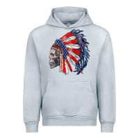 Heather Grey american indian headdress with skull Urban Hoodie - RanaPortraitStore
