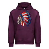 Mauve Wine american indian headdress with skull Urban Hoodie - RanaPortraitStore