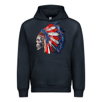 Navy american indian headdress with skull Urban Hoodie - RanaPortraitStore