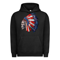 Pigment Black american indian headdress with skull Urban Hoodie - RanaPortraitStore