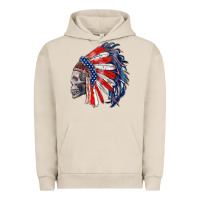Pigment French Oak american indian headdress with skull Urban Hoodie - RanaPortraitStore