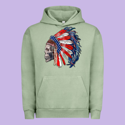 American Indian Headdress With Skull Urban Hoodie Designed By Ranaportraitstore