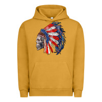 Pigment Peanut Butter american indian headdress with skull Urban Hoodie - RanaPortraitStore