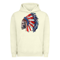 Pigment Pistachio american indian headdress with skull Urban Hoodie - RanaPortraitStore