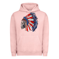 Pigment Salmon american indian headdress with skull Urban Hoodie - RanaPortraitStore