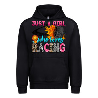 Black just a girl who loves racing Urban Hoodie - Zillion Design Studio