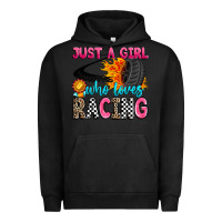 Pigment Black just a girl who loves racing Urban Hoodie - Zillion Design Studio