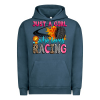 Pigment Midnight Navy just a girl who loves racing Urban Hoodie - Zillion Design Studio
