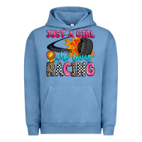Pigment Pebble Blue just a girl who loves racing Urban Hoodie - Zillion Design Studio