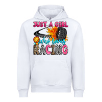 White just a girl who loves racing Urban Hoodie - Zillion Design Studio