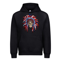Black american flag indian headdress with skull Urban Hoodie - RanaPortraitStore