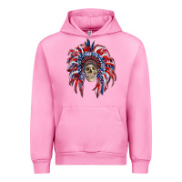 Fuchsia Pink american flag indian headdress with skull Urban Hoodie - RanaPortraitStore