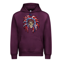 American Flag Indian Headdress With Skull Urban Hoodie | Teevron