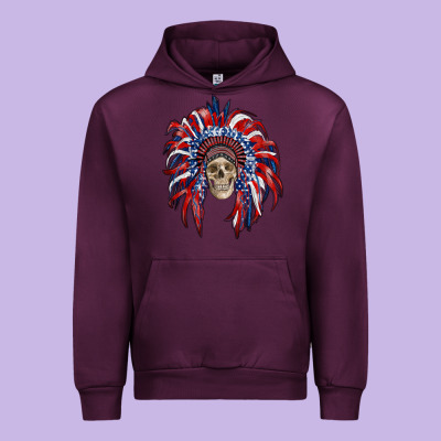 American Flag Indian Headdress With Skull Urban Hoodie Designed By Ranaportraitstore