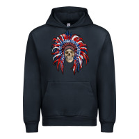 Navy american flag indian headdress with skull Urban Hoodie - RanaPortraitStore