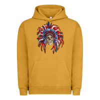 Pigment Peanut Butter american flag indian headdress with skull Urban Hoodie - RanaPortraitStore