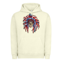 Pigment Pistachio american flag indian headdress with skull Urban Hoodie - RanaPortraitStore