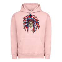 Pigment Salmon american flag indian headdress with skull Urban Hoodie - RanaPortraitStore