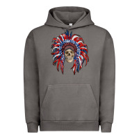 Pigment Tornado american flag indian headdress with skull Urban Hoodie - RanaPortraitStore