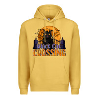 Antique Gold Black Cat Crossing Premium Hoodie - texasbilliewilder