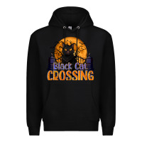 Black Black Cat Crossing Premium Hoodie - texasbilliewilder