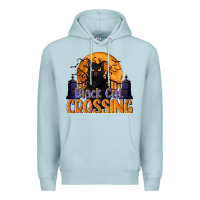 Blue Mist Black Cat Crossing Premium Hoodie - texasbilliewilder