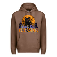Chestnut Black Cat Crossing Premium Hoodie - texasbilliewilder