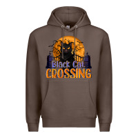 Coffee Black Cat Crossing Premium Hoodie - texasbilliewilder