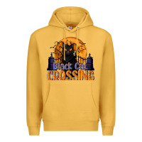 Mustard Black Cat Crossing Premium Hoodie - texasbilliewilder