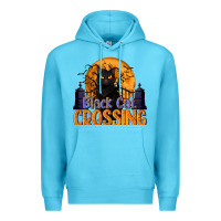 Ocean Blue Black Cat Crossing Premium Hoodie - texasbilliewilder