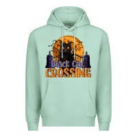 Seafoam Black Cat Crossing Premium Hoodie - texasbilliewilder