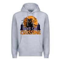 Heather Grey Black Cat Crossing Premium Hoodie - texasbilliewilder