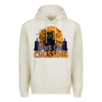 Oatmeal Heather Black Cat Crossing Premium Hoodie - texasbilliewilder