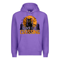 Purple Black Cat Crossing Premium Hoodie - texasbilliewilder