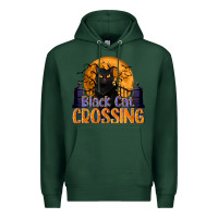 Sports Green Black Cat Crossing Premium Hoodie - texasbilliewilder